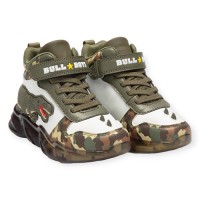 Bull Boys Sneaker Ημιμποτάκι Με Φωτάκια T-Rex DNAL2201 Λευκό Χακί