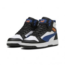 Puma Sneaker Rebound V6 Mid Jr 393831 31 Λευκό Μαύρο Μπλε Puma Sneaker Rebound V6 Mid Jr 393831 31 Λευκό Μαύρο Μπλε
